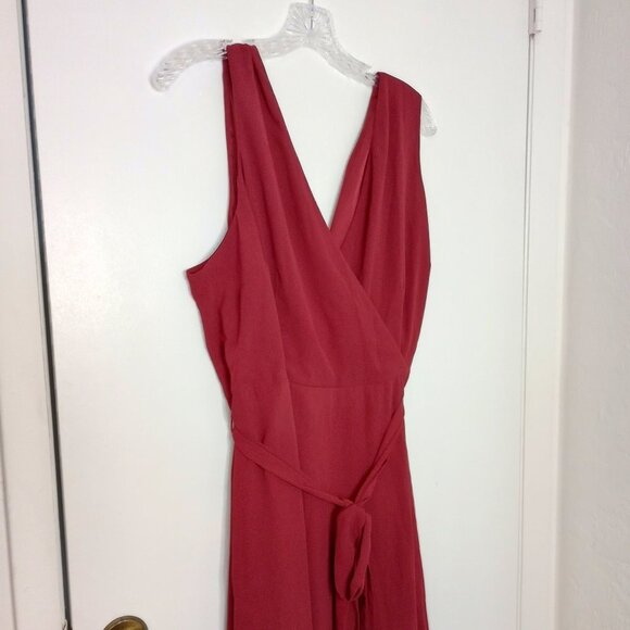 Modcloth Effortless Elegance Faux-Wrap Burgundy Long Dress - Picture 2 of 11